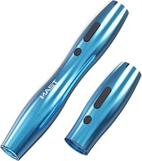 Mast P20 Wireless Tattoo Pen Machine Gun Rotary Tattoo Coreless Motor by Mcore Slim Tattoo Pen with Replaceble 2 Batteries for Women Aritsts Blue