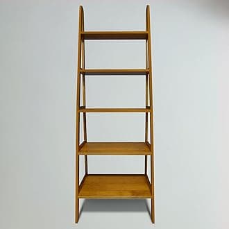 Casual Home 100% Solid Wood 5-Shelf Ladder Bookcase, 24.75" W x 16" D x 72" H, Chestnut, 5-Tier Freestanding Ladder Shelf