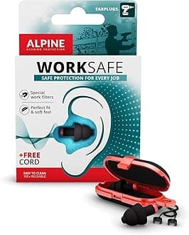 WorkSafe Reusable Ear Plugs - Hearing Protection for Work & DIY - Construction Ear Protection With Free Safety Cord - Comfortable Hypoallergenic