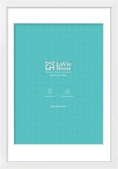 LaVie Home 20 x 30 Poster Frame White, Display Pictures 18x24 with Mat or 20x30 Without Mat, Stable and Sturdy Picture Frame and Polished Plexiglass, Horizontal and Vertical Format of The Wall（1 Pack）