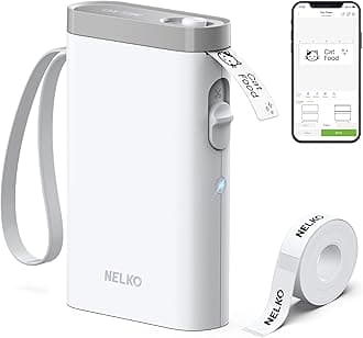 Nelko Label Maker P21 Portable Bluetooth Sticker Printer with Tape, Wireless Mini Label Makers for Organizing Storage Barcode Office Home, White