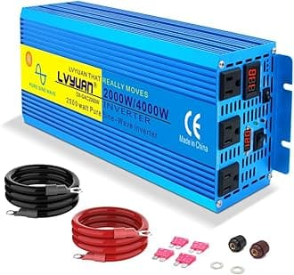 LVYUAN 2000 Watt Pure Sine Wave Inverter 12V to 110V 120V DC to AC with 3 AC Sockets, LED Display, Car Power Inverter for Vehicles Home RV Camping Truck Solar System
