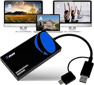 OREI SplitExtend HDMI Splitter Extended Display for Dual Monitor - Multi-Monitor Display 3 Separate Screens - USB A & USB-C Adapter to HDMI 2.0, 4K@30Hz Output 1, 1080p Output 2 for Windows, Mac OS G