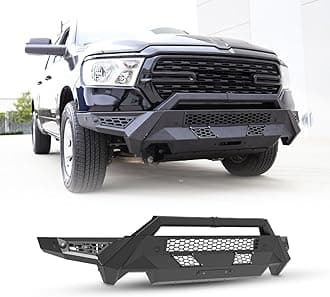 Nixon Offroad Dodge Ram 1500 Front Bumper for 2019-2024 Ram 1500 (Exclude Rebel Model), Bull Bar Bumper Work w/Oem Tow Hook & Factory Parking Sensor, D-ring Shackles & LED Pod Lights (1A+2A+3A)