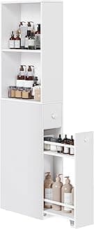 Slim Bathroom Storage Cabinet, Bathroom Cabinet for Small Spaces, White, UBBK567T14