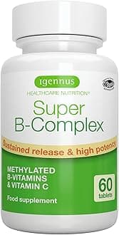 – Igennus Super B-Complex - High Absorption Methylated B Vitamins, Clean Label, Sustained Release - Complete Spectrum of B Vitamins with Folate, Boosted B12 & Vitamin C, 60 Tablets