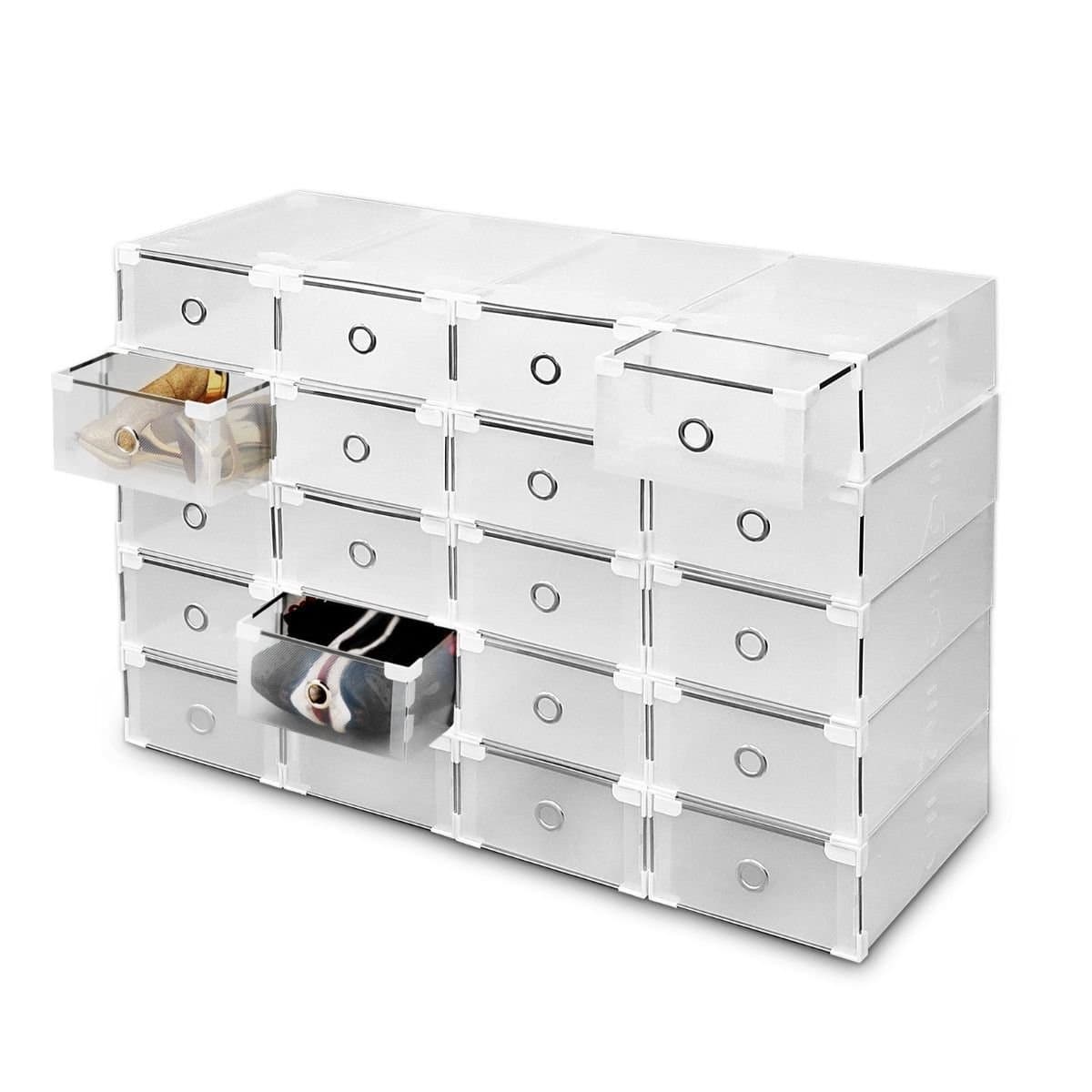 sz5cgjmy DIY 20 pcs Foldable Plastic Shoe Boot Stackable Foldable Storage Home Organizer Multi-Function and Practical Shoe Boxes