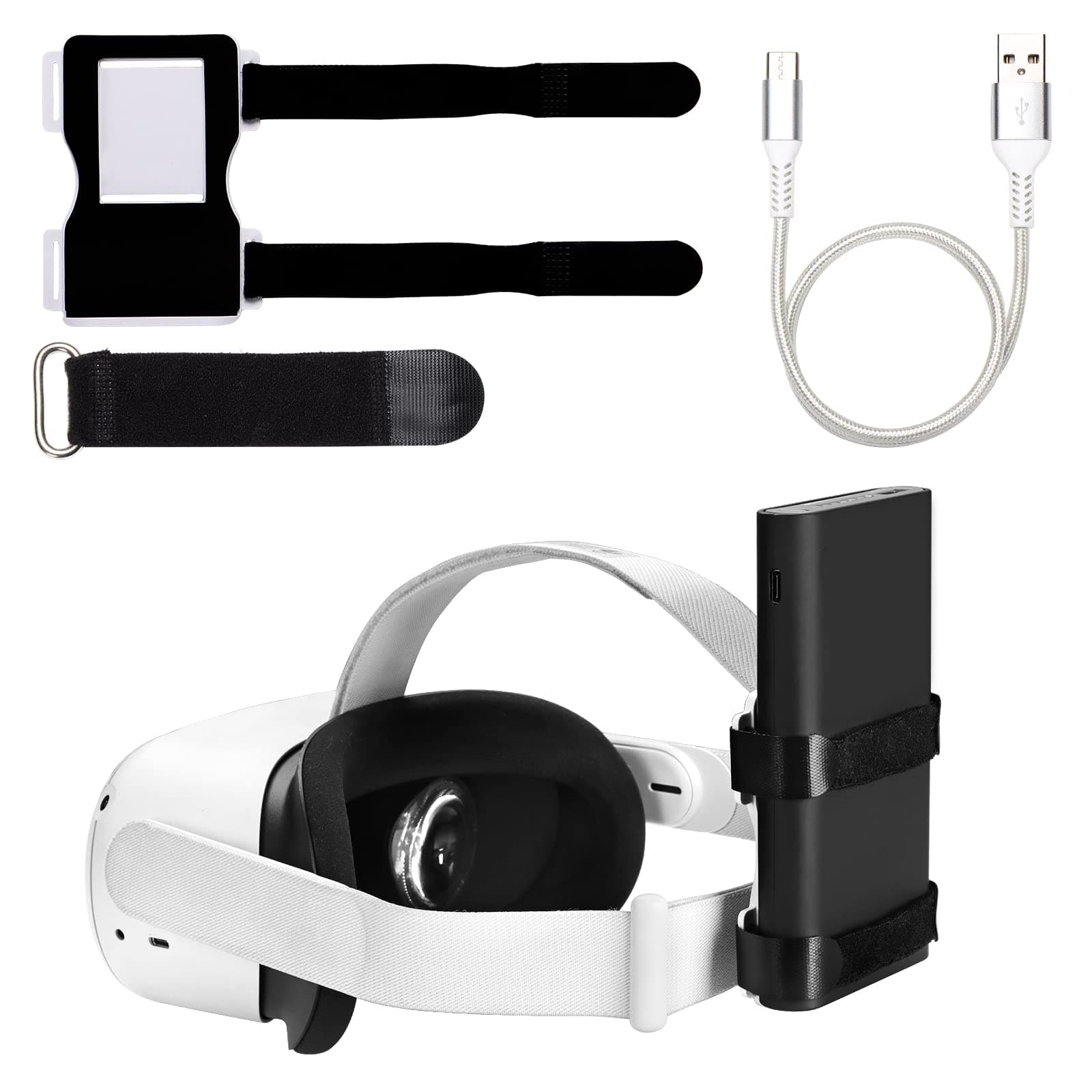 Universal Battery Mount for Oculus Quest 2 Oculus Go and 3rd Party Straps Power Bank Holder Clips Counter Balance Accessories Fits All VR Headset by X-super Home
