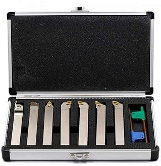 OSCARBIDE 1/2"Shank Heavy-Duty Indexable Lathe Turning Holder 7 Pieces/Set,Nickel Plated CNC Metal Lathe Cutting Tools for Turning Grooving Threading Parting Cut Off Holders Set