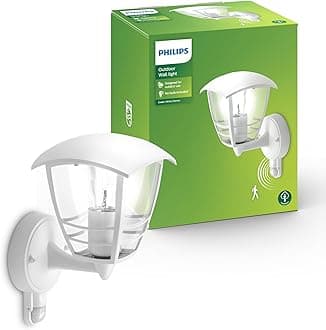 Creek Outdoor Wall Light, IP44 Weather-resistant, Infrared Motion Sensor, Durable, Aluminium, Classic Design, White, E27 Bulb Sold Separately