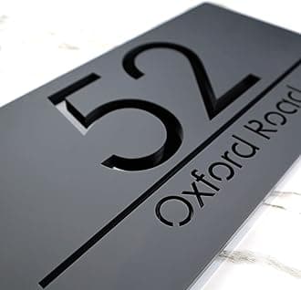 – Bellisima H3 F31 | Matt Dark Gray Personalised House Sign Laser Cut 3d Door Numbers Street Address Grey Number Signs Plaque | 300mm x 160mm (Matt Dark Gray & Gloss Black)