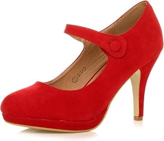 – Womens Ladies mid high Heel Mary Jane Evening Work Platform Bridal Party Prom Court Shoes Size.