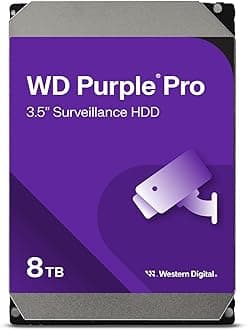 Western Digital 8TB WD Purple Pro Surveillance Internal Hard Drive HDD - SATA 6 Gb/s, 256 MB Cache, 3.5" - WD8001PURP