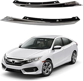 PartsFlow Grille Trim Compatible With 2016 2017 2018 Honda Civic Set of 2 Left Driver & Right Passenger Chrome Grille Trim