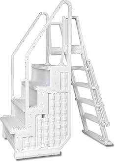 Poolzilla Premium Step Ladder for 48’’ to 54’’ in. Above Ground Pools - Full Entry-Exit Pool Step System with Flip-up Outside Pool Ladder
