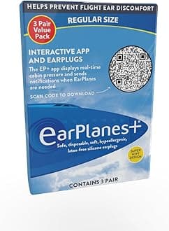 New Super Soft Adult EarPlanes® Ear Plugs Airplane Travel Ear Protection 3 Pair