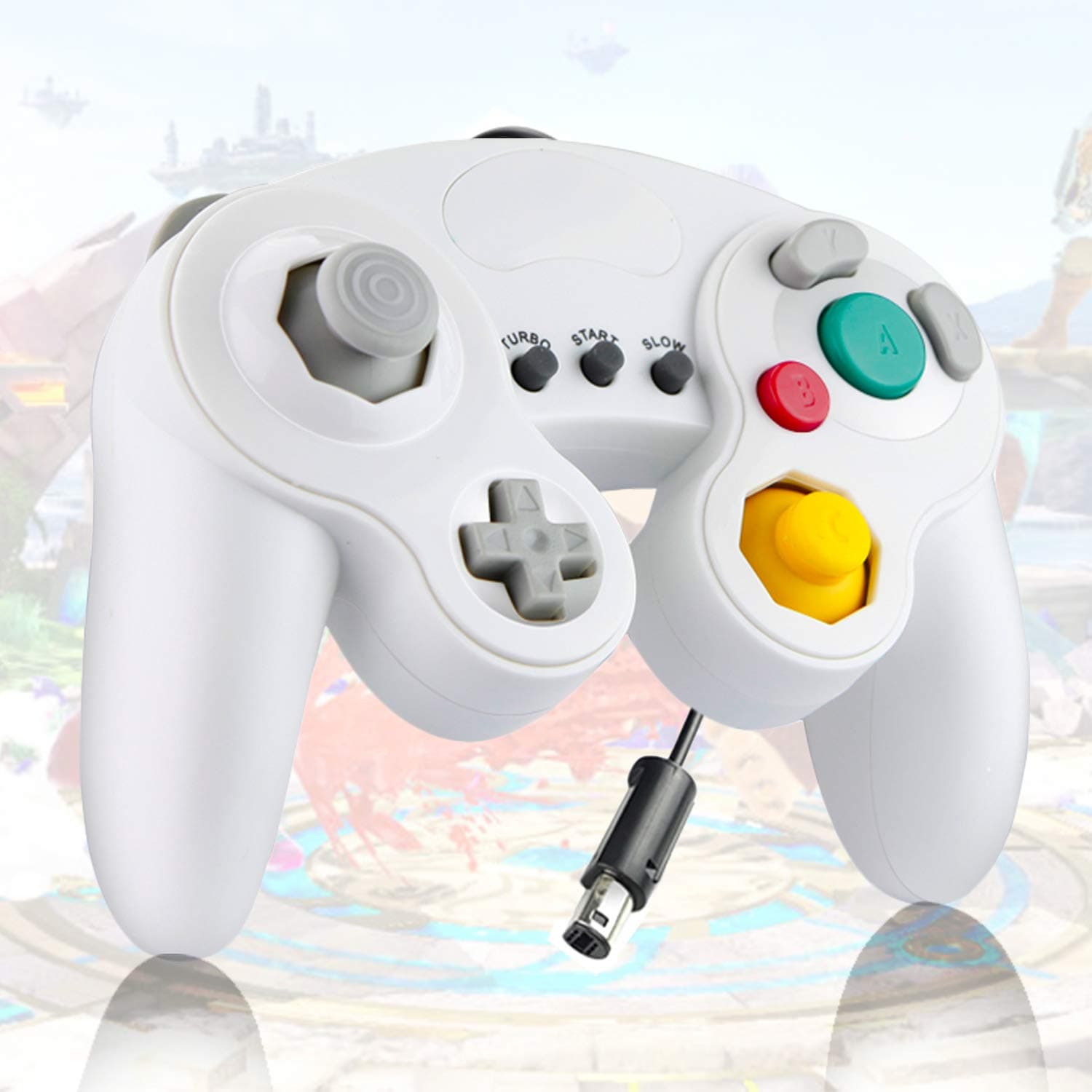 【Upgraded】 Gamecube Controller, Classical Gamepad for Nintendo Switch Gamecube/Wii U/Wii with HD Vibration, TUBRO Function, 1.8m Cable and Dual 360º Joysticks (White)