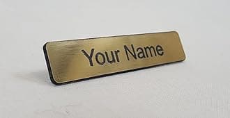 Personalised Acrylic Name Badge with Pin - Choice of Colour (Brushed Gold)