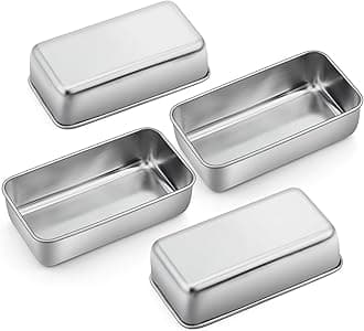P&P CHEF Loaf Pan Set, 9 x 5 Inch Bread Pans, Stainless Steel Loaf Toast Baking Pans For Bread Meatloaf Lasagna Cake, Healthy & Non Toxic, Oven Safe& Easy Clean, (Silver, 4Pcs)