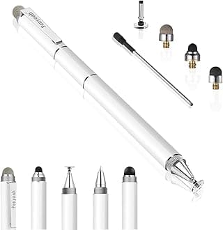 Stylus Pen for Touchscreen - Versatile 4 in 1 High Sensitivity and Precision Tablet Stylus Pen, Universal for iPad,iPhone,Samsung,Android All Capacitive Touch Screens-White