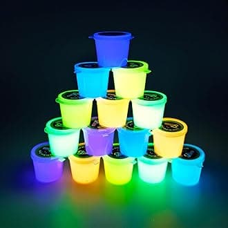 15 Pack Glow in The Dark Slime, Crystal Galaxy Slime, Including Blue, Pink, Yellow, Orange etc, Party Favors, Soft and Non-Sticky, for Educational Stress Relief Toys for Girls Boys