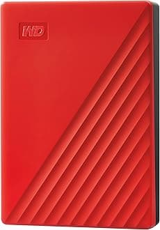WD 5TB My Passport Portable External Hard Drive, Red - with Automatic Backup, 256Bit AES Hardware Encryption & Software Protection-WDBPKJ0050BRD-WESN
