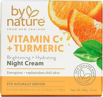 By Nature Brightening Night Cream With Vitamin C and Turmeric - Rich and Hydrating Night Face Cream to Restore Your Natural Glow and Energize Tired Skin - 2 oz