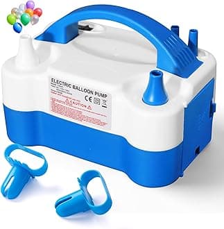 Balloon Pump Electric, Portable Automatic Dual Nozzle Inflator 110V 600W with Tying Tools for Birthday Gender Reveal Baby Shower Balloons Party Decorations