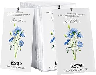 MYARO 12 Pack Fresh Linen Scented Sachets for Drawer, Closet & Car Air Freshener Bags | Odor Eliminator & Fabric Refresher | Crisp, Clean Home Fragrance Gift Set