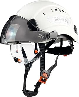 Construction Safety Helmet with Build-in Visor ABS Hard Hat with Visor Adjustable Ventilation Hardhats Work Head Protection ANSI/ISEA Z89.1