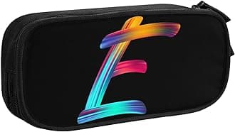 Cute Initial Pencil Case for Kids Students, Large Capacity Pencil Pouch for Boys Girls, Letter Design Pencil Box Pen Bag Office Stationery Organizer, Rainbow Letter E, 3111299