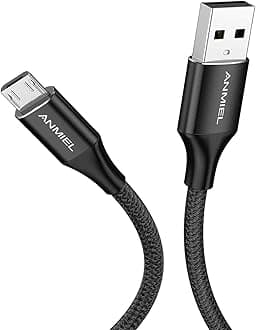 Micro USB Cable 2M Android Charger Cable 2.4A Nylon Braided Fast Charging Cable for PS4, Samsung Galaxy S7 S6 S5 J7 J5 J6 J3, Note, LG, Nexus, Nokia, Xbox,HTC,Sony, Kindle Fire,and More