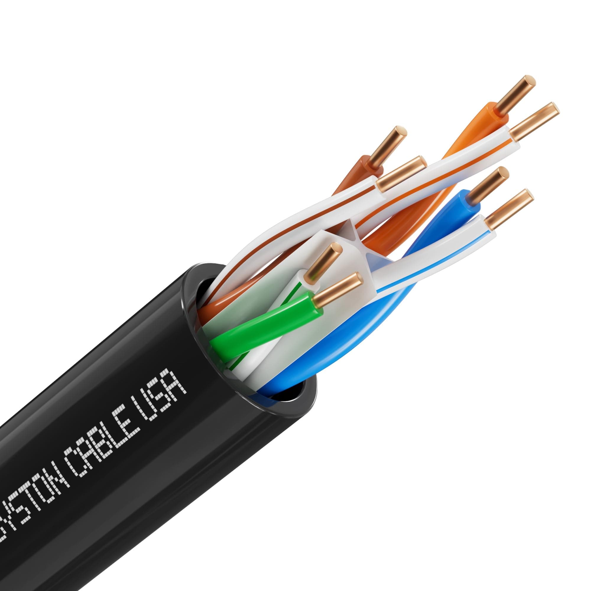 Syston Cable Technology Cat 6A+ Ethernet Network Cable, 750MHz 23AWG Solid Bare Copper Wire Outdoor/Indoor, No Ends 100/250/500/1000 Ft Available, Heat Resistant Riser Rated (100 FT, CMR, Black-CMR)