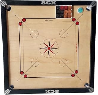 Carrom Board Game Regular Full Size ( 32 X 32 INCHES Outer ) ( 29 X 29 INCHES Inner ) 1.5 Boarder Full Size Free Coin Set & Sticker ROT-29