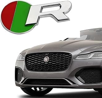 R-Dynamic Sports 3D Badge,Car Body Trunk Fender Front Grille R-Sport R S Emblem Logo Sticker,Special Vechicle Symbol Compatible with Jagvar Accessories(R-Sports Chrome Grille)