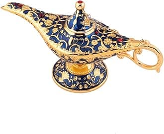 Collectable Rare Legend Aladdin Magic Genie Light Lamp Pot Classic (Golden Blue)