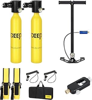 DIDEEP Scuba Tank Diving, 0.5L Capacity Mini Scuba Tank,Dive Portable Lungs for 7-10 Minutes Underwater Breathing, Diving Lung Tank Suitable for Emergency Rescue, Underwater Exploration