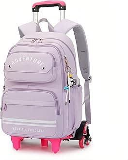 ETAISHOWRolling Backpack for Girls Kids Backpack with Wheels Roller Bookbag Trolley School Bag Wheeled Bag