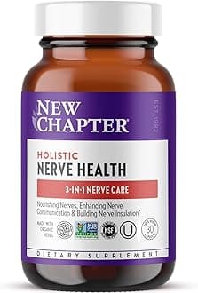 New Chapter Nerve Health Supplement for 3-in-1 Nerve Support from Head to Toe—Vitamin B1 Generates Energy for Nerves, Vitamin B6 Enhances Nerve Communication, Vitamin B12 Builds Nerve Insulation, 30ct