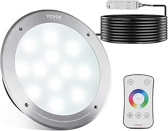 VEVOR 12V LED Pool Light, 10 Inch 40W, RGBW Color Changing Inground Swimming Pool Spa Light Underwater, with 50 FT Cord Remote Control, Fit for 10in Large Wet Niches, IP68 Waterproof, NO Power Supply