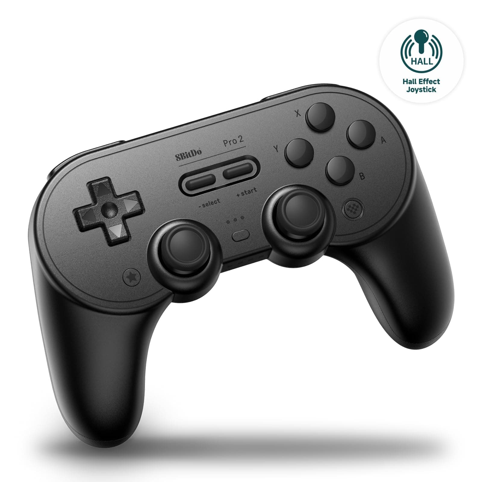 8Bitdo Pro 2 Bluetooth Controller for Switch, Switch 2, Hall Effect Joystick Update, Wireless Gaming Controller for Switch, PC, Android, and Steam Deck & Apple (Black Edition)