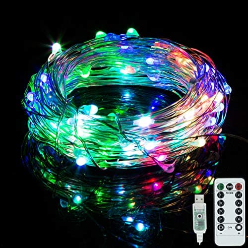 Vinsco String Lights, Plug in USB Powered 33ft/10M 100 LED Copper Wire Dimmable Fairy Light [Waterproof] [8 Modes] with Remote Control for Bedroom Patio Indoor Outdoor DIY Christmas Xmas-Multicolor