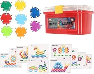 Popular Plaything Pattern Blocks Puzzle Building Educational Toy Stem Gift for Kids 2-6 92 Pieces & Carrying Case - Hexie-Snaps