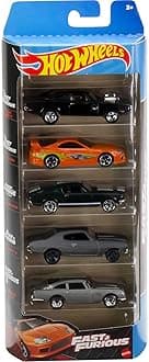 Toy Cars 5-Pack, Set of 5 Fast & Furious Race & Drift Cars in 1:64 Scale with Exclusive Decos (Styles May Vary)