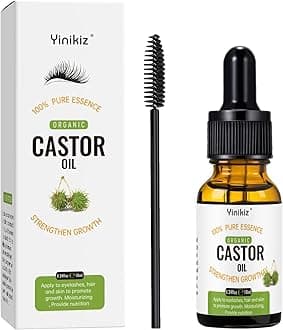 Organic Castor Oil for Thin Eyelashes Eyebrows Beard Hair Growth, Natural Pure Essence Cold Hexane Free Eyelash Growth Serum 10ml