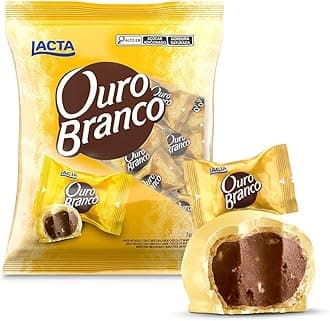 Ouro Branco Brazilian White Chocolate Bonbons Lacta | 2.2 lbs, Perfect for Sharing | Bombom Ouro Branco 1Kg
