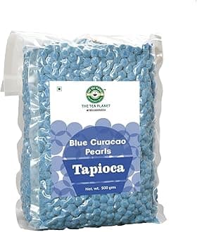 Tea Planet Tapioca Pearls – Blue Curacao Flavored Boba – 500g | Instant-Ready Chewy Pearls for Bubble Tea, Milk Tea, Smoothies, Mocktails, Ice Cream & Desserts | Vegan-Friendly, Non-GMO & Easy to Prepare for Café & Home Use (500gms, Blue Curacao)