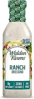 Walden Farms Ranch Dressing - Calorie-Free, Gluten-Free, Low Carb, Keto-Friendly, Sugar-Free, Dairy-Free Creamy Ranch Flavor - 1 Pack 12 oz Bottle