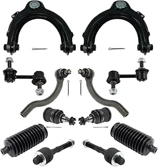 TRQ Front Steering & Suspension Kit Ball Joint Control Arm with Ball Joint Steering Rack & Pinion Bellow Sway Bar Stabilizer Link Tie Rod Compatible with 2003-2007 Honda Accord
