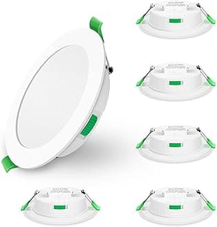 ALUSSO LED Recessed Ceiling Lights, 7W 580Lm Ultra Slim Dimmable Downlights, Warm White 3000K Neutral White 4000K Cool White 6500K Adjustable, IP44 Bathroom Spotlights for Kitchen, Living Room, 6 Pack